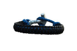 Bracelete martelo de Thor azul feito à mão em paracord prateado e preto