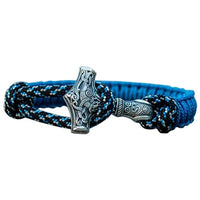 Pulsera artesanal Martillo de Thor paracord azul plateado