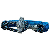 Pulsera artesanal Martillo de Thor paracord azul plateado