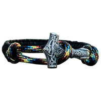 Pulseira artesanal martelo de Thor prata paracord várias cores