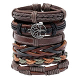 Pulseira grande trançada de couro símbolo Yggdrasil