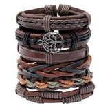 Bracelet cuir symbole d'Yggdrasil large tressé