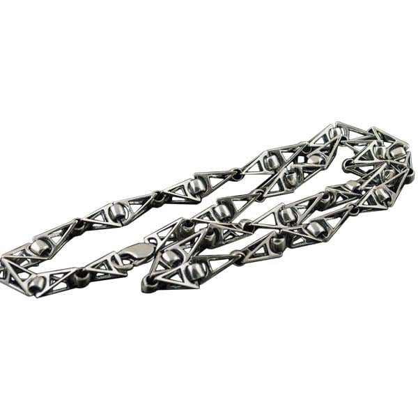 Cadena de eslabones triangulares vikingos de plata de ley