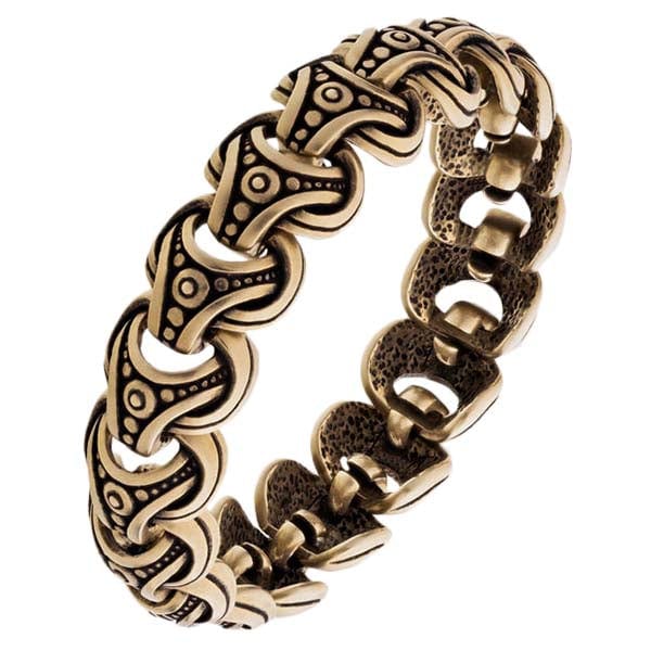 Cadena de anillos vikingos de bronce estilo nórdico.