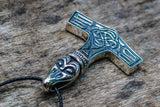 Marteau de Thor en pendentif avec tête corbeau d'Odin
