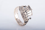 Bague viking drakkar bronze ou argent fabriquée main
