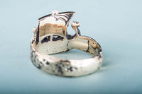 Bague viking drakkar bronze ou argent fabriquée main