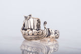 Bague viking drakkar bronze ou argent fabriquée main