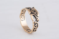 Anillo de lobo de bronce vikingo Fenrir para hombre o mujer