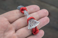 Bracelet paracorde gris avec hache viking et rune Wunjo