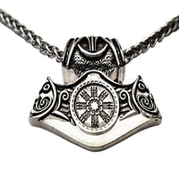 Colgante plateado Aegishjalmur, yelmo de Awe vikingo