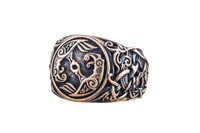 Anel viking em bronze dos corvos de Odin feito à mão
