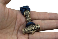Bracelete Martelo de Thor em Bronze Artesanal Azul