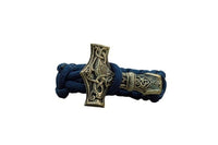 Pulsera azul con martillo de Thor de bronce hecha a mano