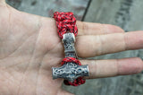 Prata gigante moljnir vermelho viking paracord