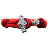 Bracelet marteau Thor rose en argent façon artisanale