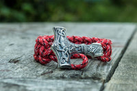 Prata gigante moljnir vermelho viking paracord
