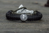 Wunjo rune viking machado e pulseira preta paracord