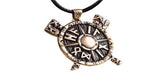 Escudo Vikingo con Hachas y Runas Colgante Bronce