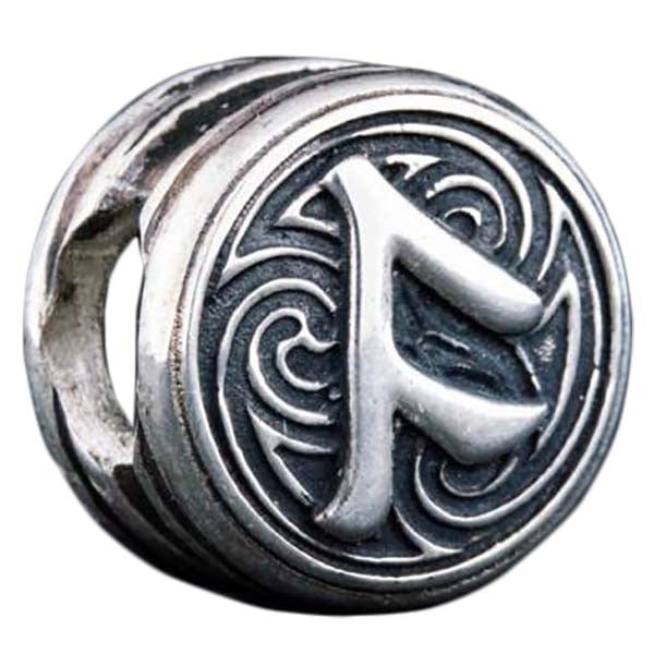 Perle barbe ou cheveux viking rune Ansuz en bronze, argent ou or