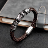 Bracelet en acier inoxydable. Bracelet 5 perles viking Fermoir magnétique, 4 couleurs