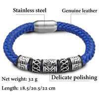 Bracelet en acier inoxydable. Bracelet 5 perles viking Fermoir magnétique, 4 couleurs