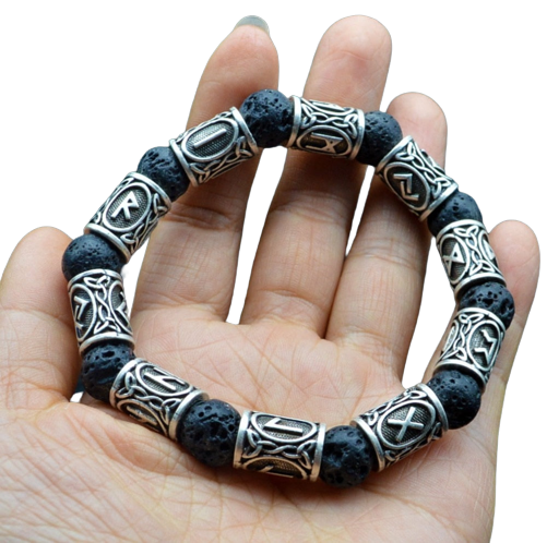 Pulsera rúnica vikinga de piedra de lava