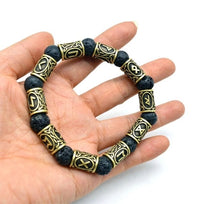 Bracelet runique viking en pierre de lave