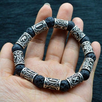 Bracelet runique viking en pierre de lave