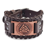 Bracelet cuir Valknut, Yggdrasil, Aegishjalmur, Fenrir