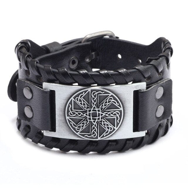 Pulsera de cuero Valknut, Yggdrasil, Aegishjalmur, Fenrir