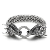 Bracelet en acier inoxydable pour homme - Viking double tête en acier titane tissé