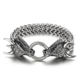 Bracelet en acier inoxydable pour homme - Viking double tête en acier titane tissé