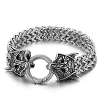 Bracelet en acier inoxydable pour homme - Viking double tête en acier titane tissé