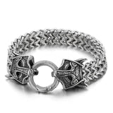 Bracelet en acier inoxydable pour homme - Viking double tête en acier titane tissé