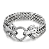 Bracelet en acier inoxydable pour homme - Viking double tête en acier titane tissé