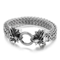 Bracelet en acier inoxydable pour homme - Viking double tête en acier titane tissé