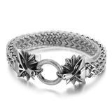 Bracelet en acier inoxydable pour homme - Viking double tête en acier titane tissé