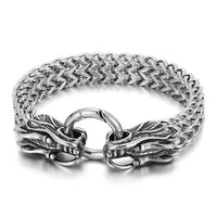 Bracelet en acier inoxydable pour homme - Viking double tête en acier titane tissé