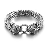 Bracelet en acier inoxydable pour homme - Viking double tête en acier titane tissé