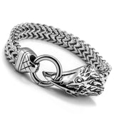Bracelet en acier inoxydable pour homme - Viking double tête en acier titane tissé