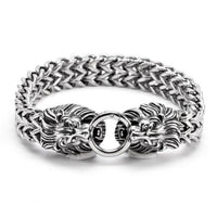 Bracelet en acier inoxydable pour homme - Viking double tête en acier titane tissé