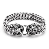 Bracelet en acier inoxydable pour homme - Viking double tête en acier titane tissé