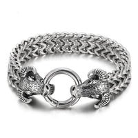 Bracelet en acier inoxydable pour homme - Viking double tête en acier titane tissé