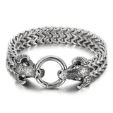 Bracelet en acier inoxydable pour homme - Viking double tête en acier titane tissé
