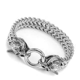 Bracelet en acier inoxydable pour homme - Viking double tête en acier titane tissé