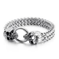 Bracelet en acier inoxydable pour homme - Viking double tête en acier titane tissé