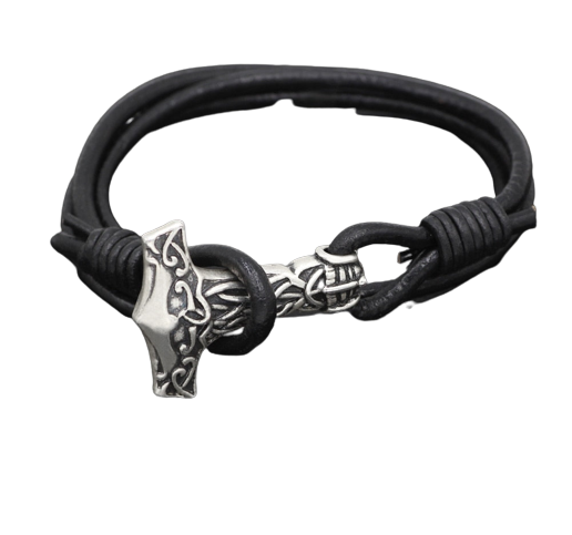 Elegant marteau de Thor avec bracelet en cuir