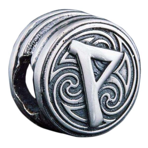 Perle barbe nordique viking rune Wunjo en bronze, argent ou or