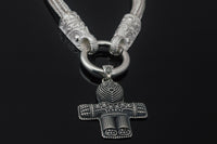Chaîne et sa croix nordique viking en argent massif collector